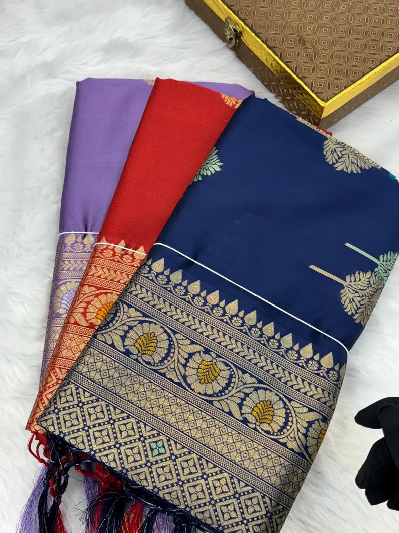 royal navy blue banarasi silk saree with antique gold zari – traditional indian wedding and festive wear