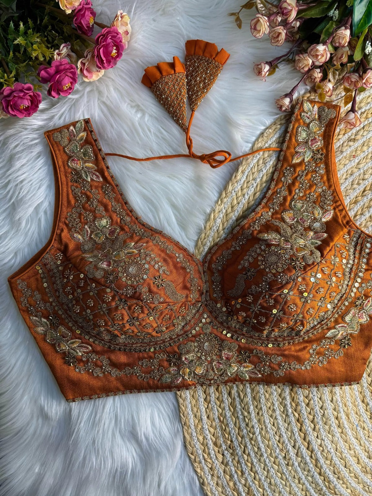 beautiful heavy stars ๐ & beads work sabyasachi neack bridal blouse.