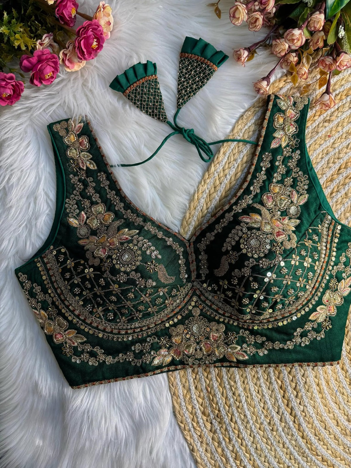 beautiful heavy stars ๐ & beads work sabyasachi neack bridal blouse.