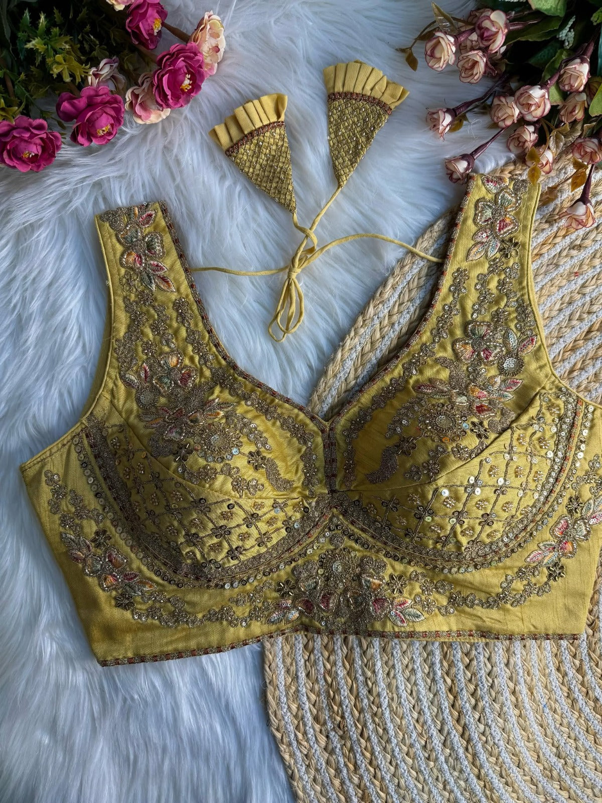beautiful heavy stars ๐ & beads work sabyasachi neack bridal blouse.