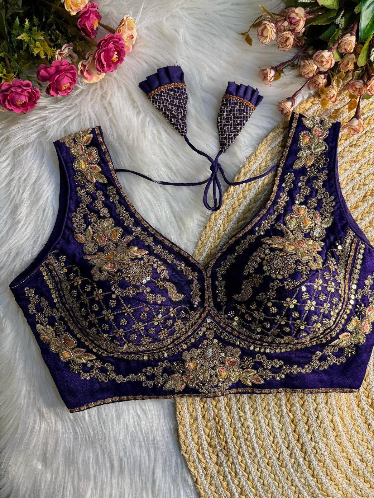beautiful heavy stars ๐ & beads work sabyasachi neack bridal blouse.