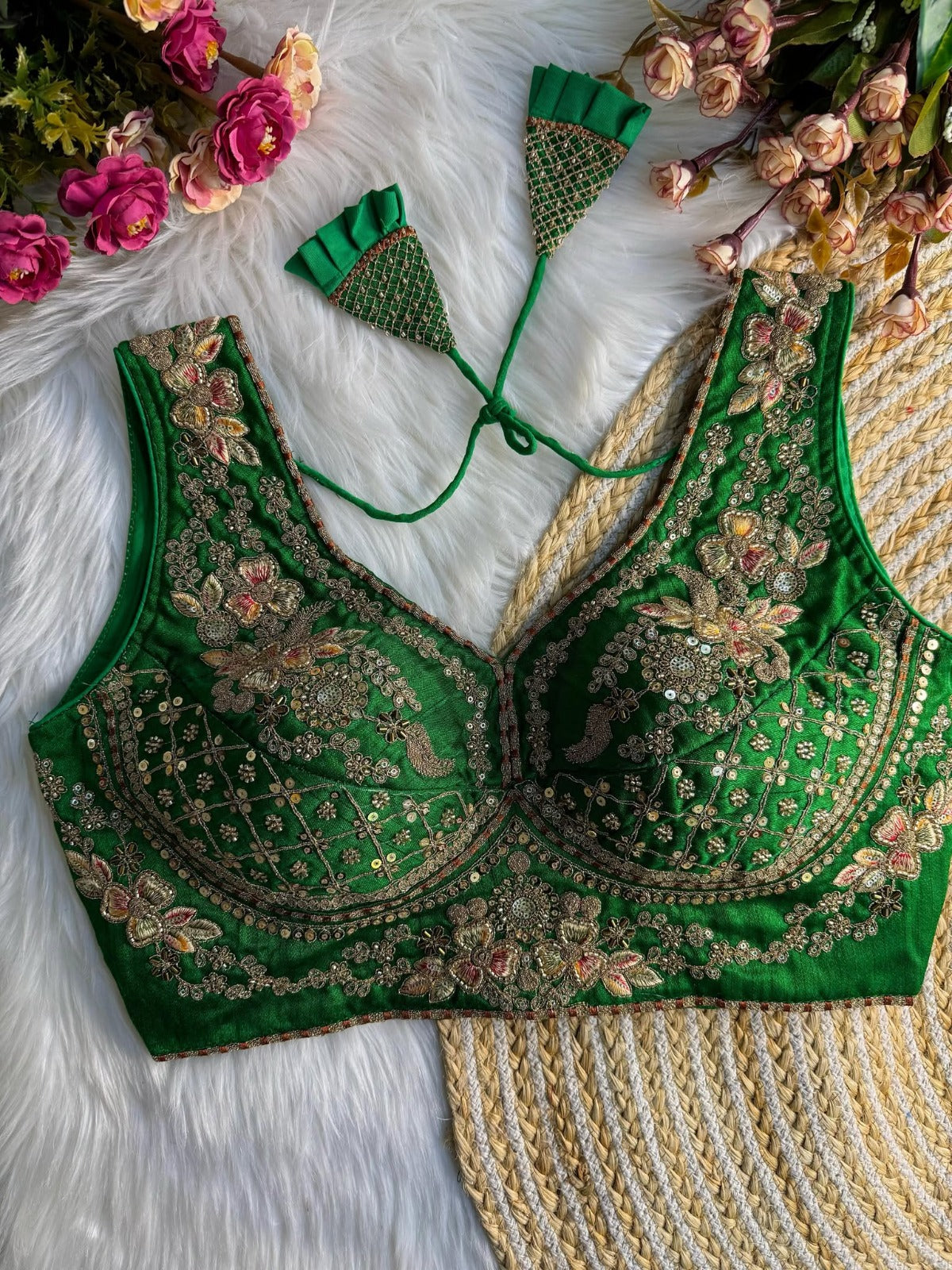 beautiful heavy stars ๐ & beads work sabyasachi neack bridal blouse.