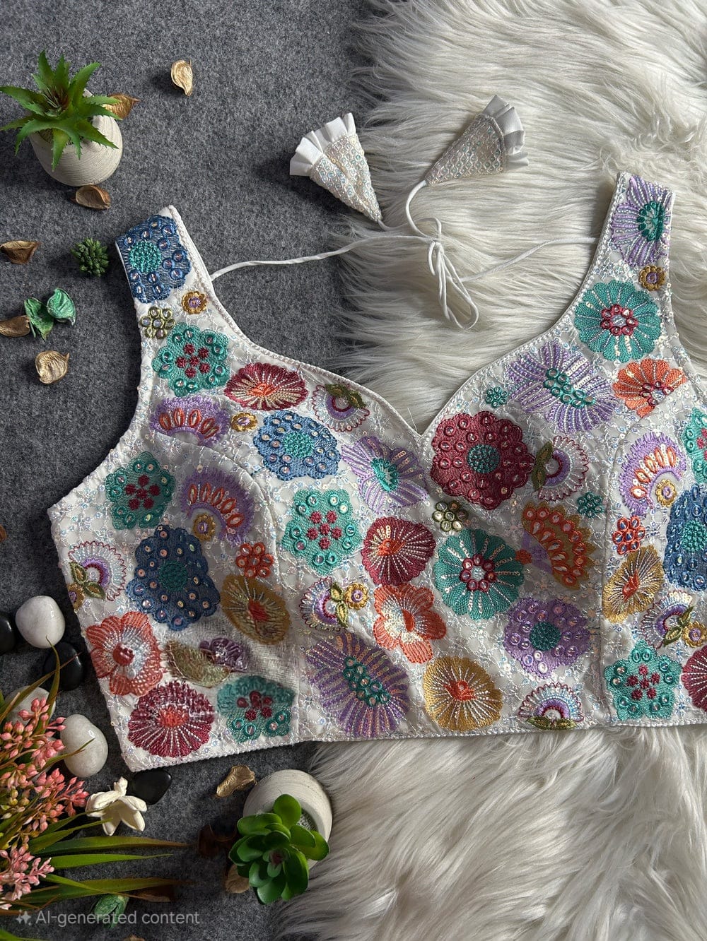 georgette embroidery multi work blouse