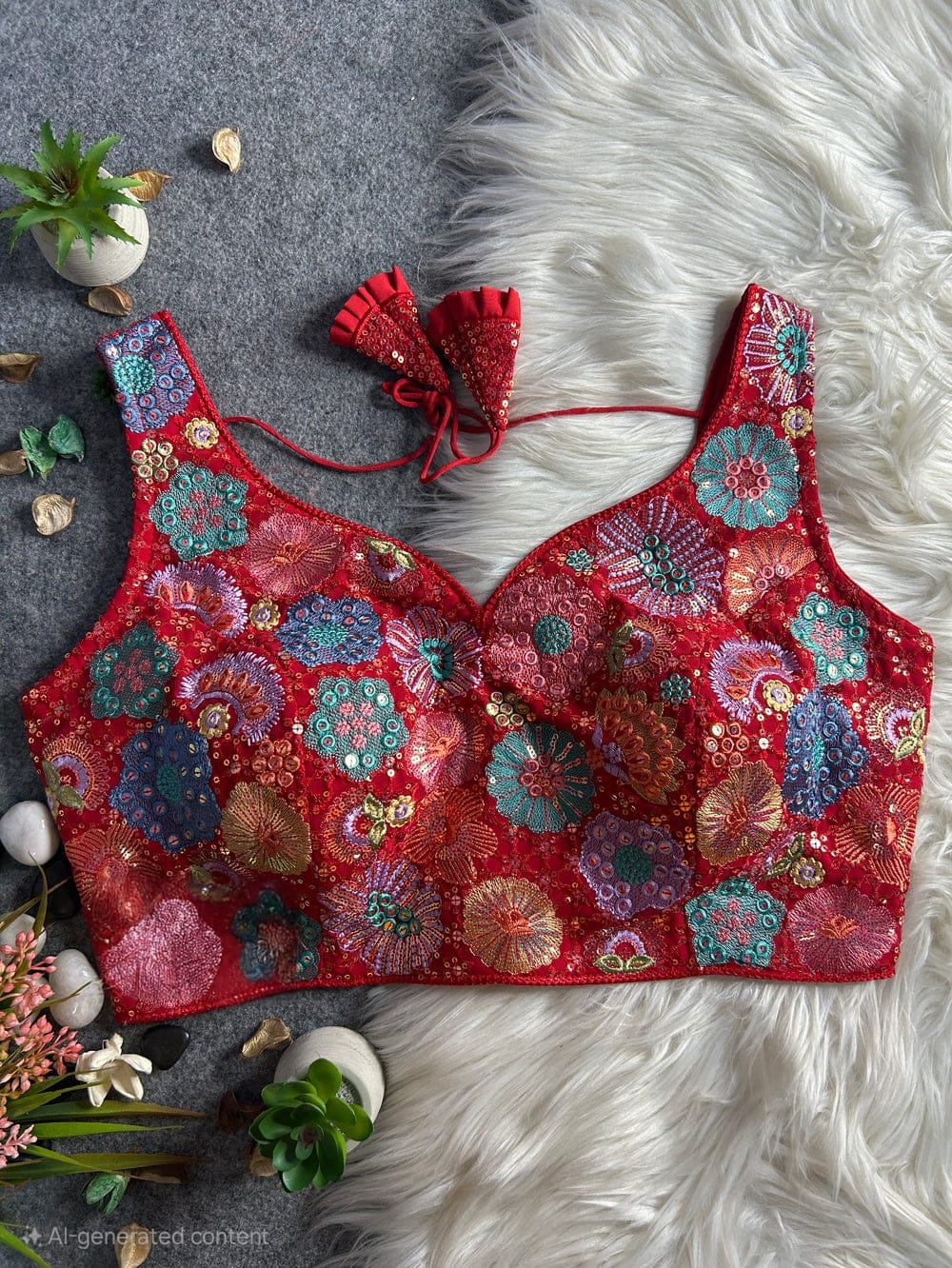georgette embroidery multi work blouse