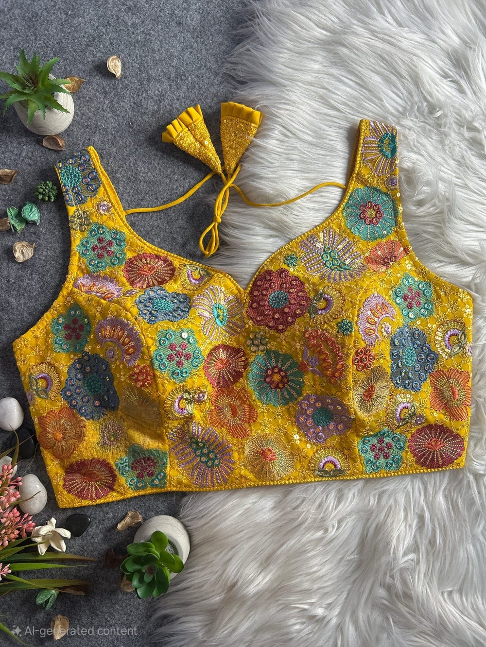 georgette embroidery multi work blouse