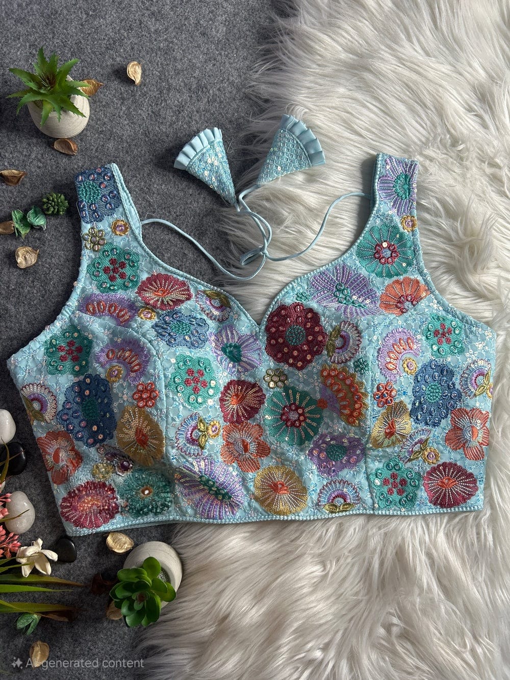 georgette embroidery multi work blouse