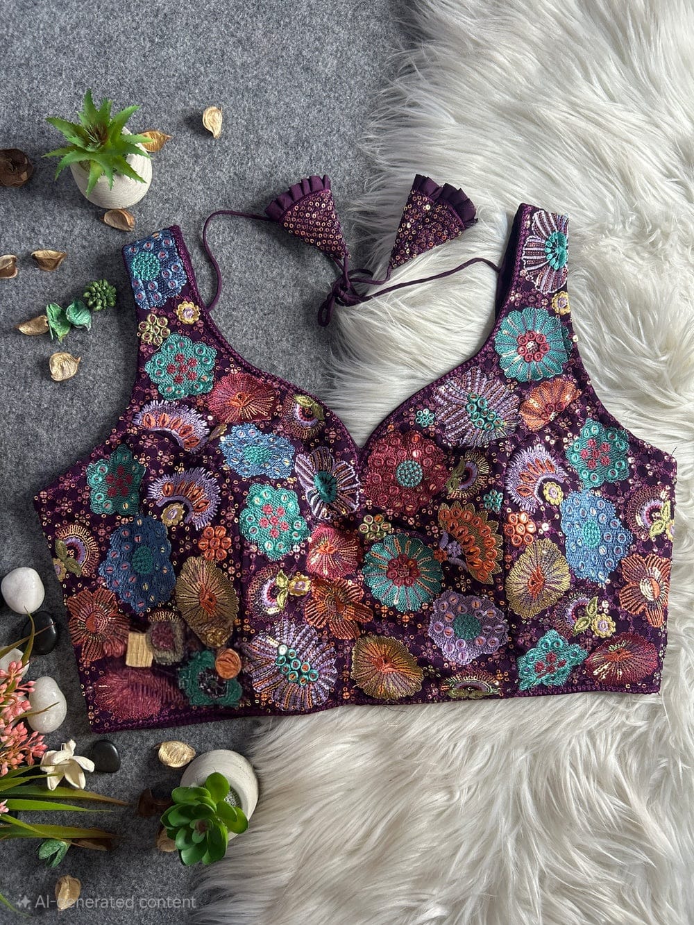 georgette embroidery multi work blouse