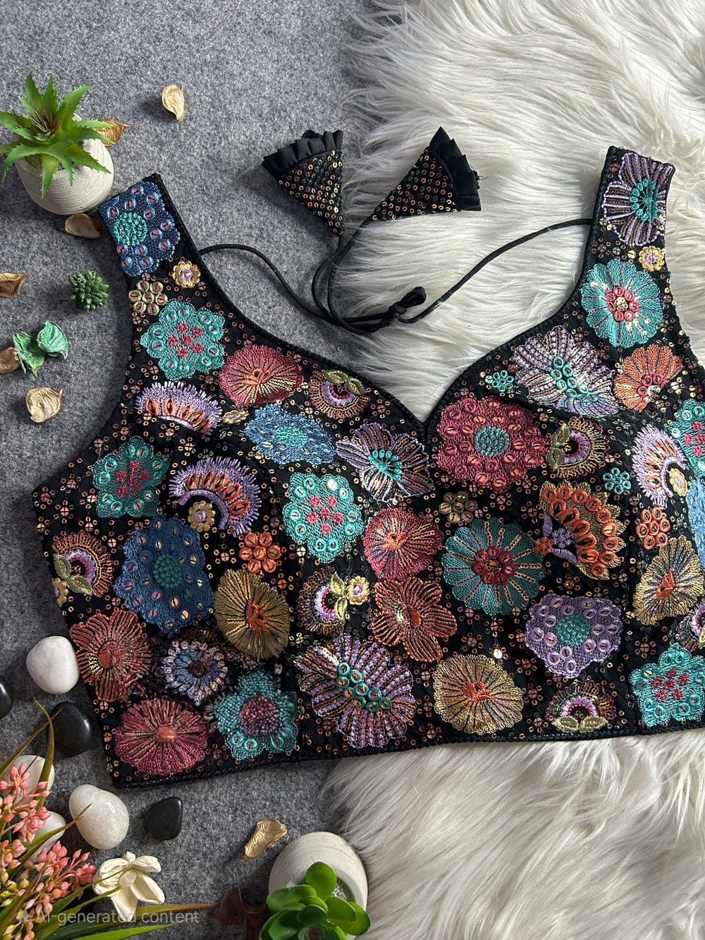 georgette embroidery multi work blouse