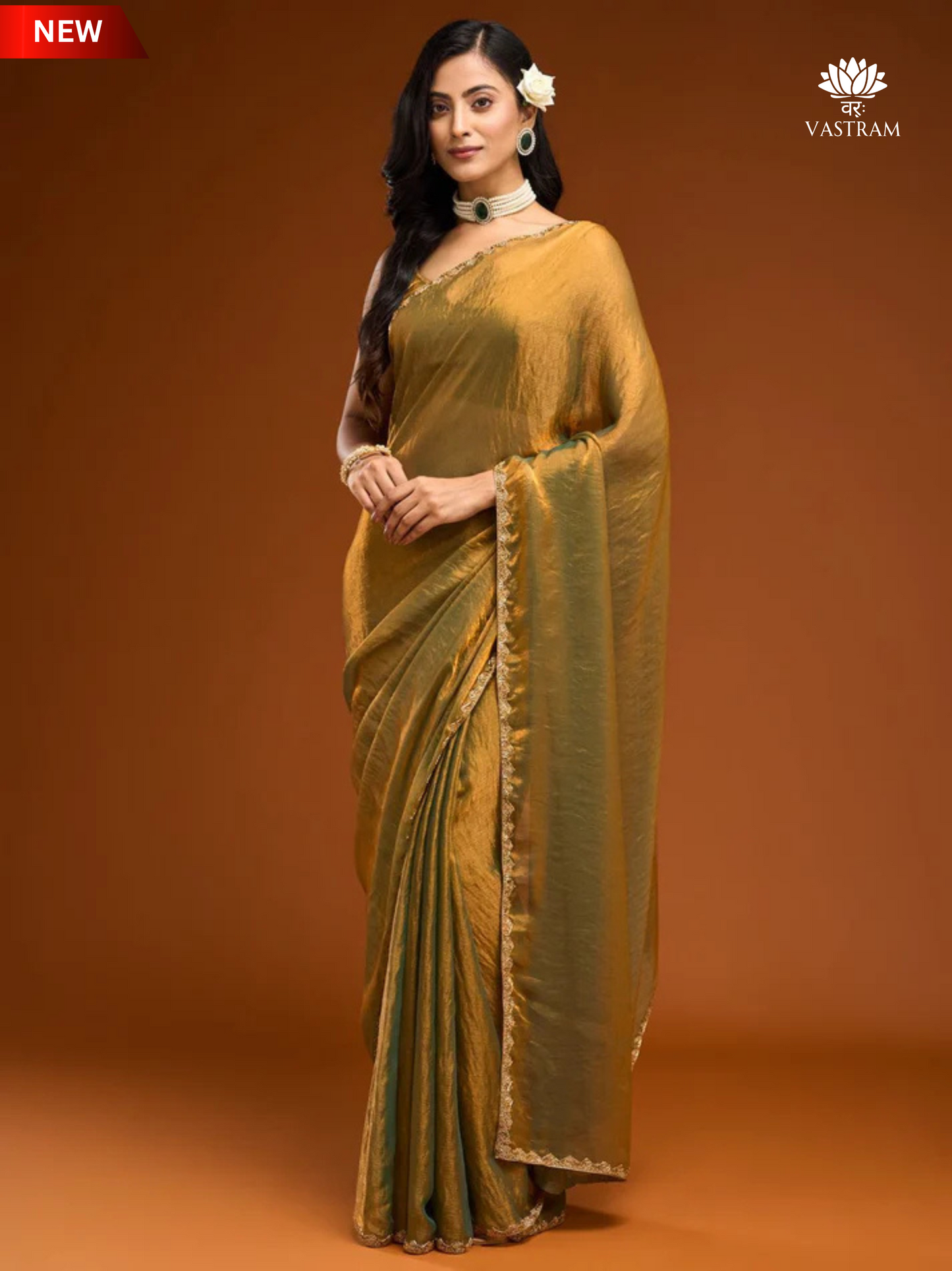 golden mustard satin silk saree, modern party wear, elegant cocktail look, minimalist festive draping style