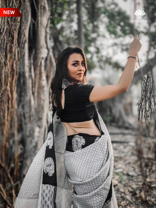 Classic Banarasi Saree, Black and Silver Saree, Festive Saree, South Indian Style, Wedding Saree, Party Saree