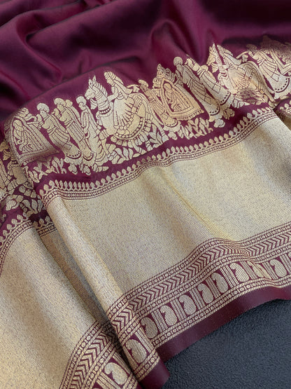 Kanjivaram Saree with Rich Zari Temple Border & Pallu | Traditional South Silk Saree for Wedding & Festive Wear
