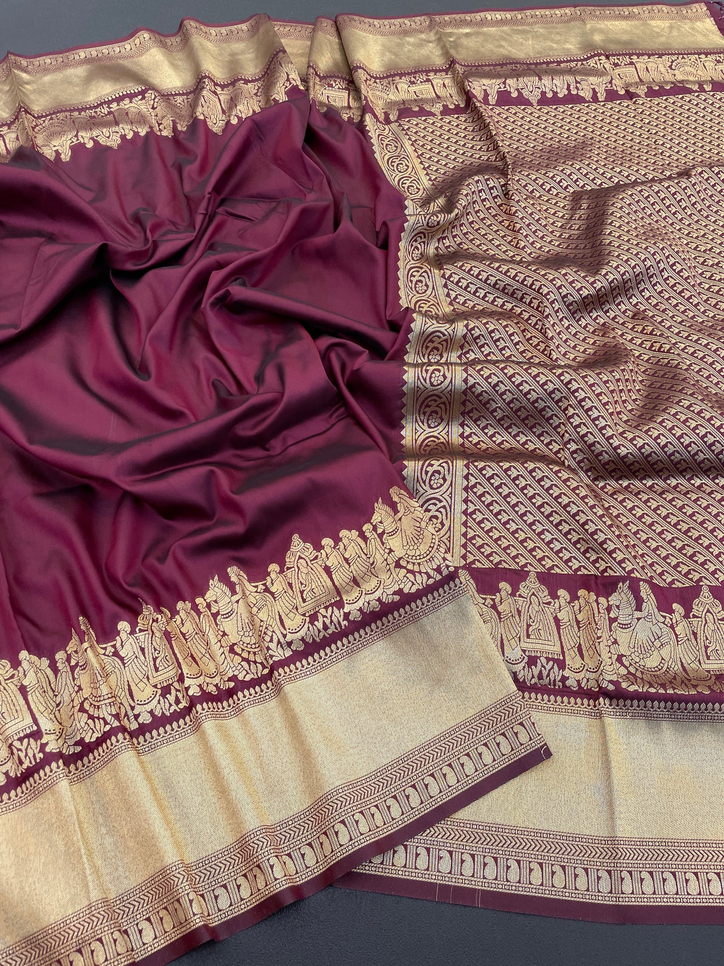 kanjivaram saree with rich zari temple border & pallu | traditional south silk saree for wedding & festive wear