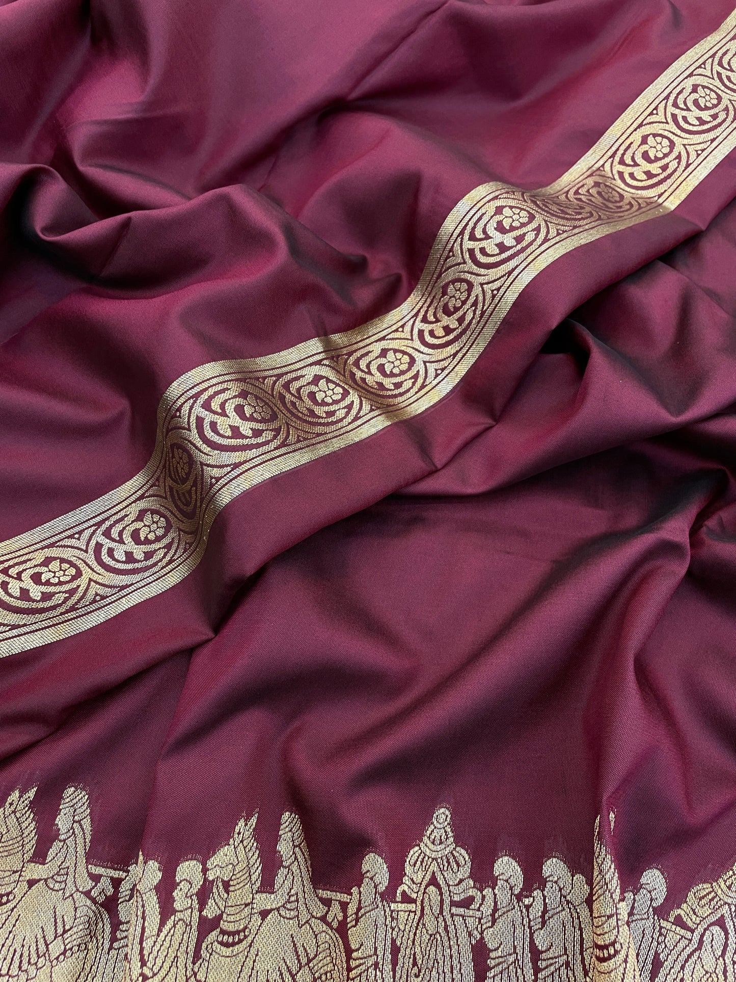 kanjivaram saree with rich zari temple border & pallu | traditional south silk saree for wedding & festive wear