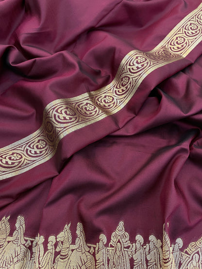 Kanjivaram Saree with Rich Zari Temple Border & Pallu | Traditional South Silk Saree for Wedding & Festive Wear