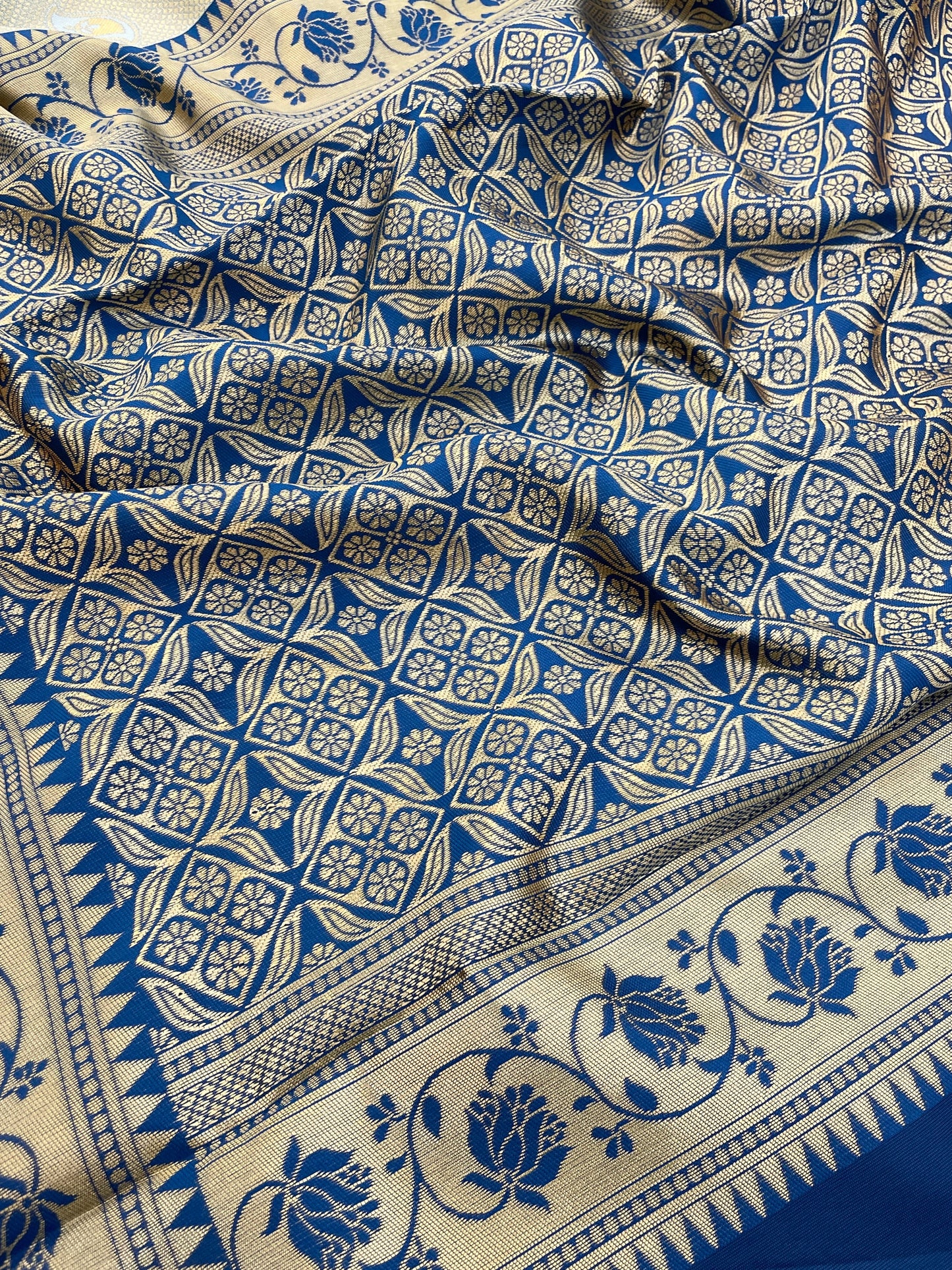 elegant soft pastel kanjivaram saree with dual-tone blue & gold zari weaving | festive & wedding wear saree