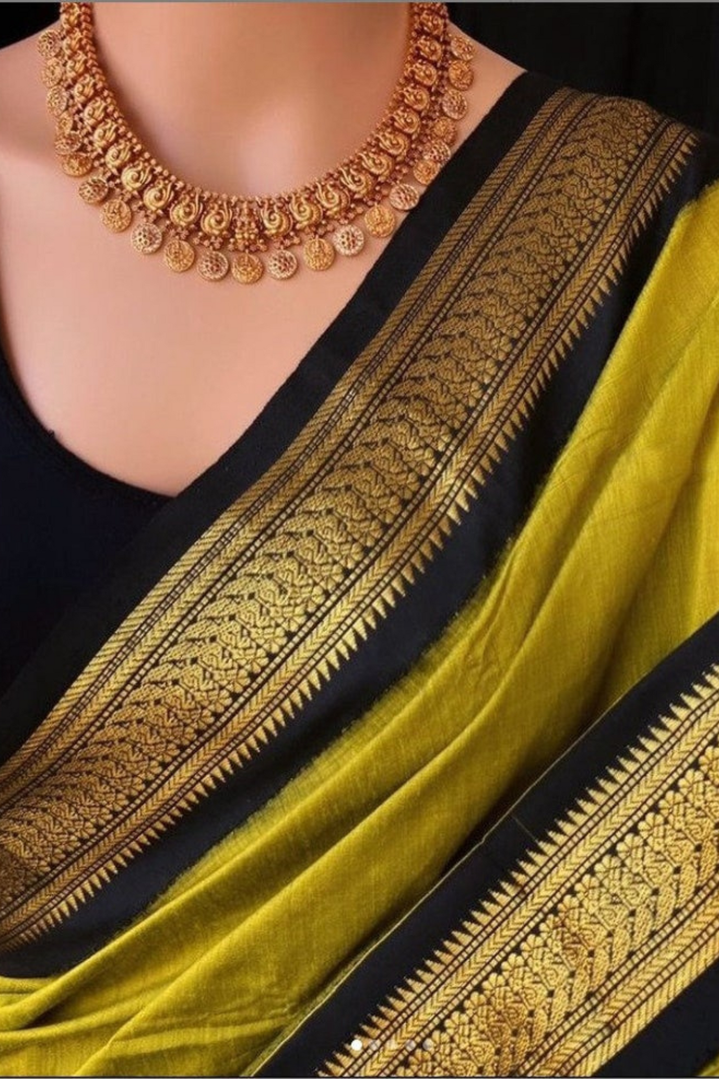 south indian silk saree in methi yellow for weddings | golden spice elegance