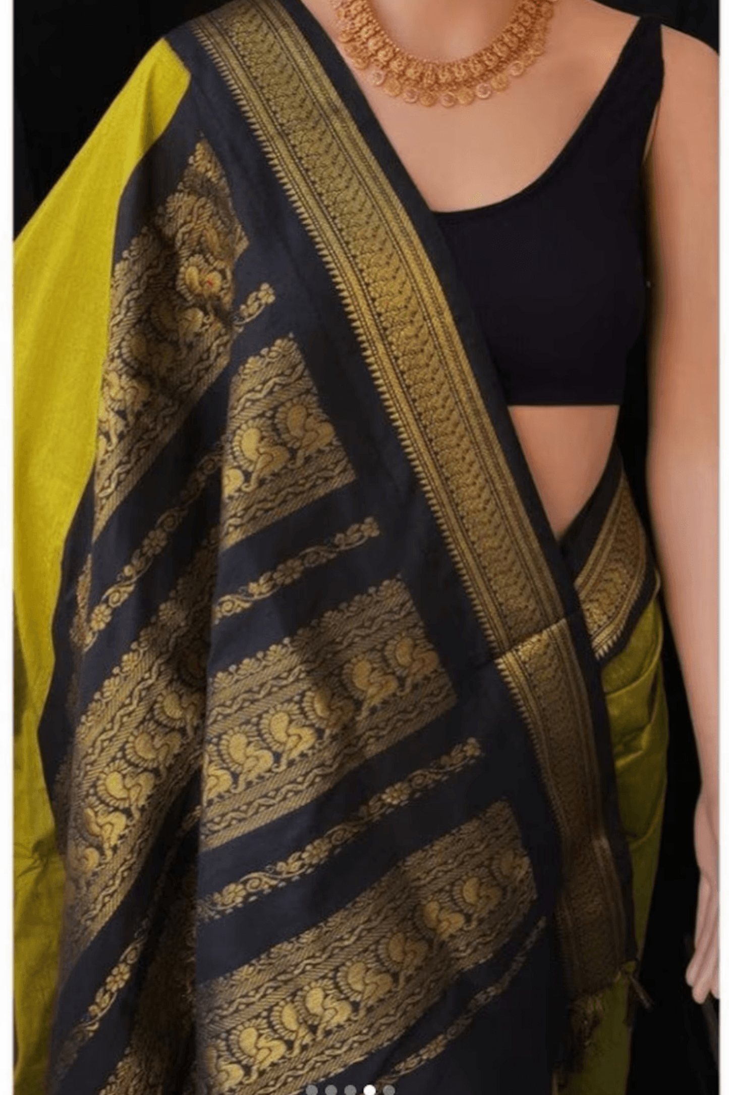 south indian silk saree in methi yellow for weddings | golden spice elegance