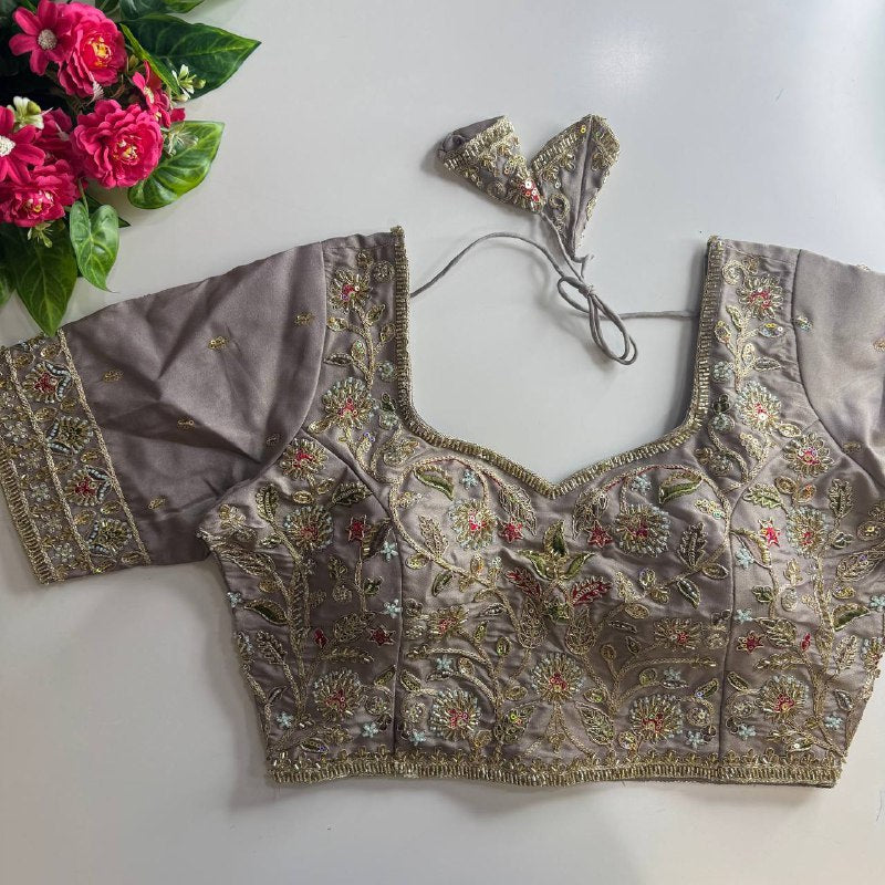 beautiful heavy stars & beads work bridal blouse