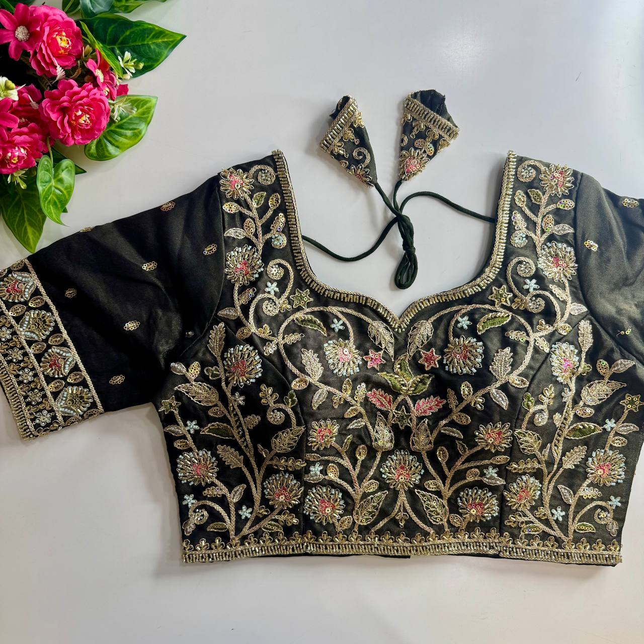 beautiful heavy stars & beads work bridal blouse