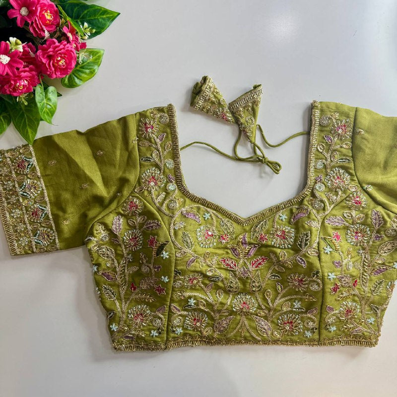beautiful heavy stars & beads work bridal blouse