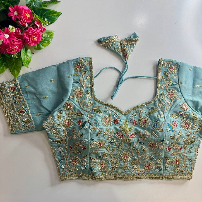 beautiful heavy stars & beads work bridal blouse