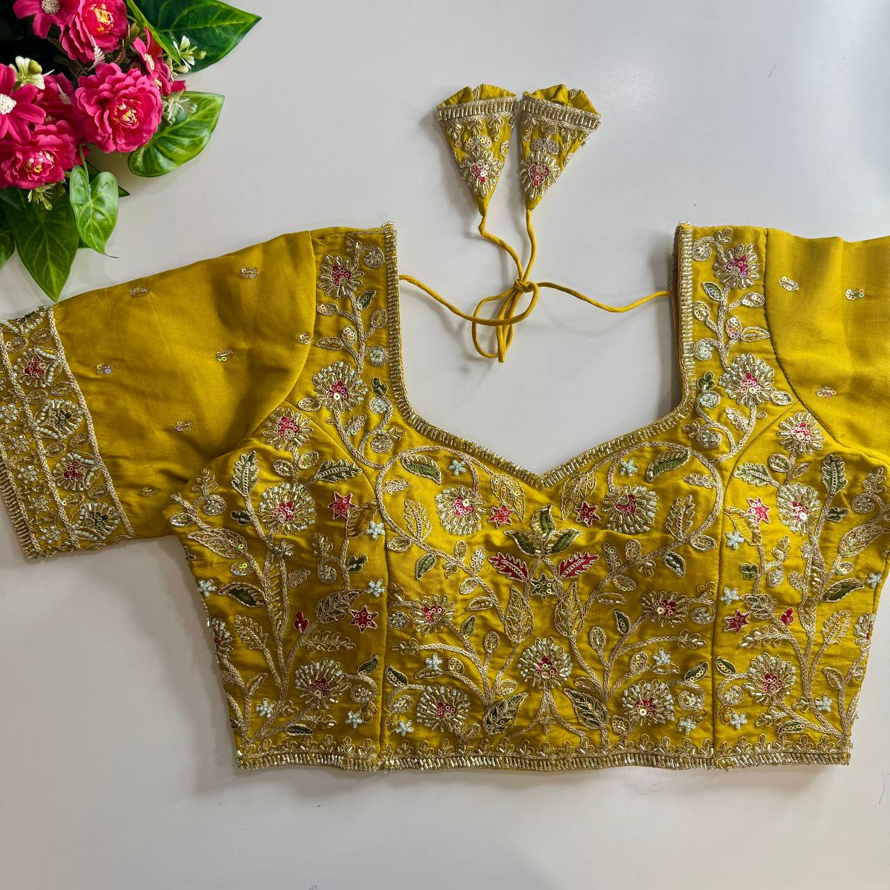 beautiful heavy stars & beads work bridal blouse