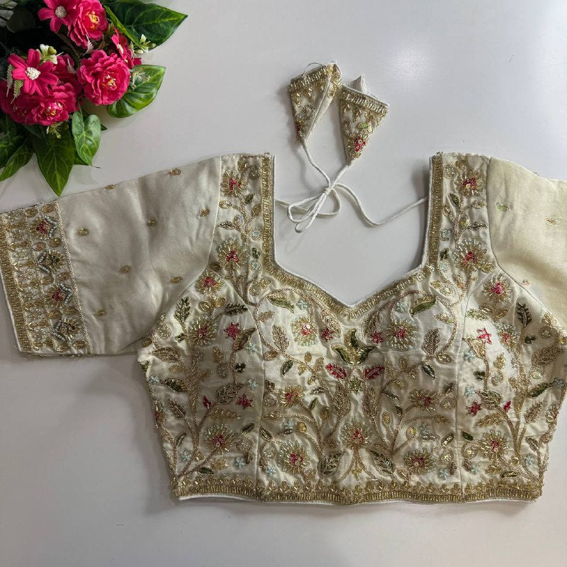 beautiful heavy stars & beads work bridal blouse