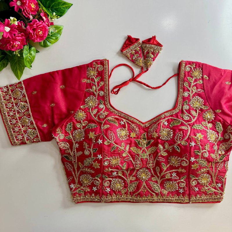 beautiful heavy stars & beads work bridal blouse
