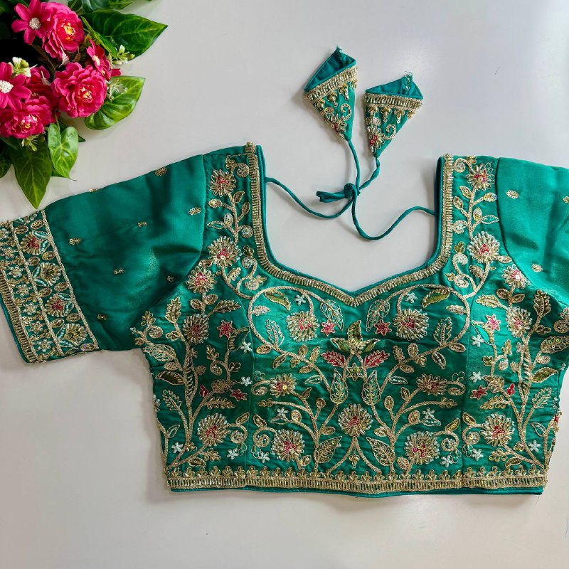 beautiful heavy stars & beads work bridal blouse