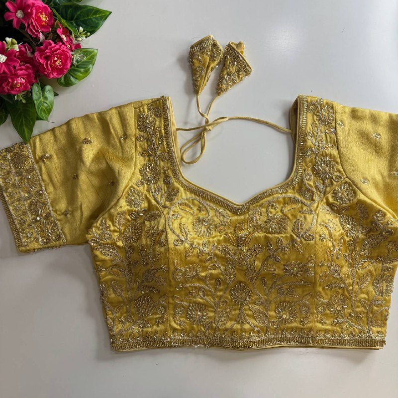 beautiful heavy stars & beads work bridal blouse
