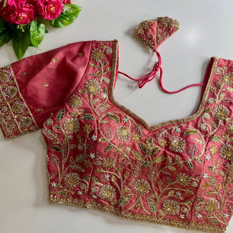 beautiful heavy stars & beads work bridal blouse