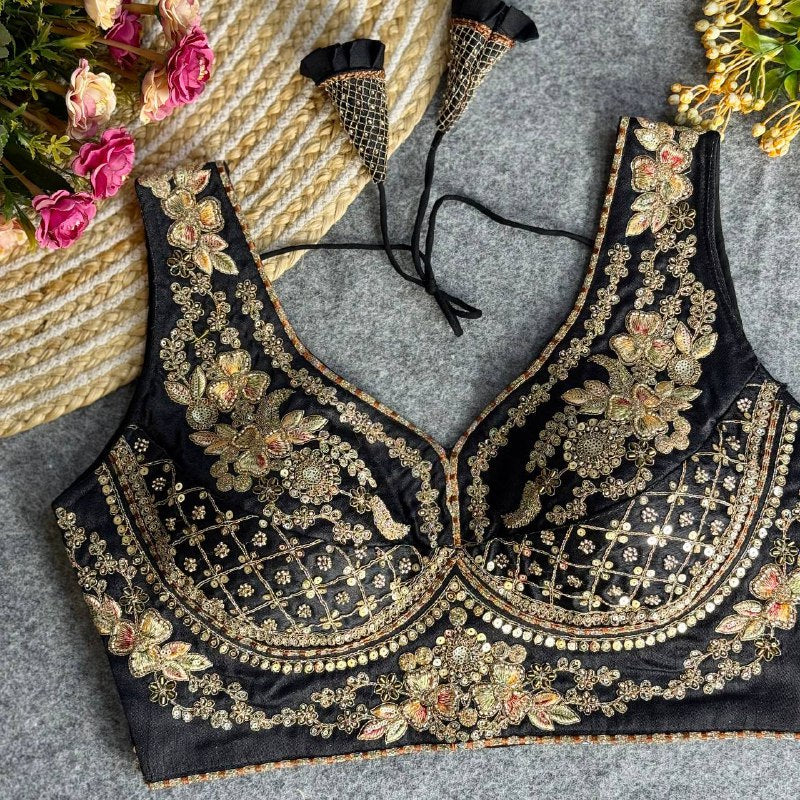 beautiful heavy stars & beads work  sabyasachi neack bridal blouse