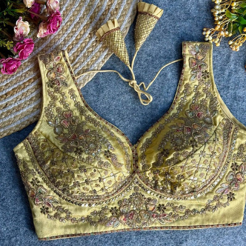 beautiful heavy stars & beads work  sabyasachi neack bridal blouse