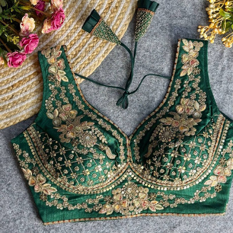 beautiful heavy stars & beads work  sabyasachi neack bridal blouse