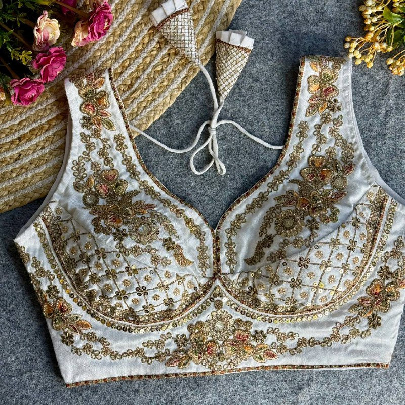 beautiful heavy stars & beads work  sabyasachi neack bridal blouse