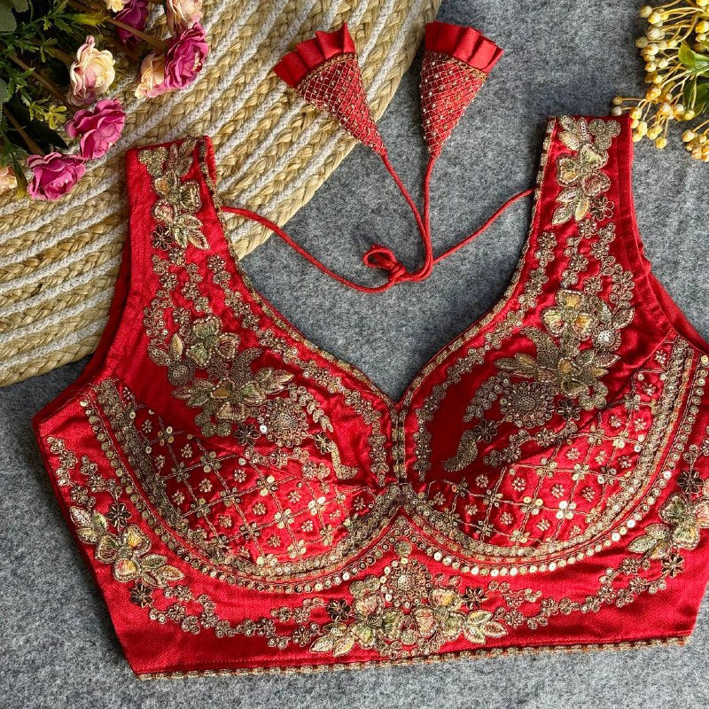 beautiful heavy stars & beads work  sabyasachi neack bridal blouse