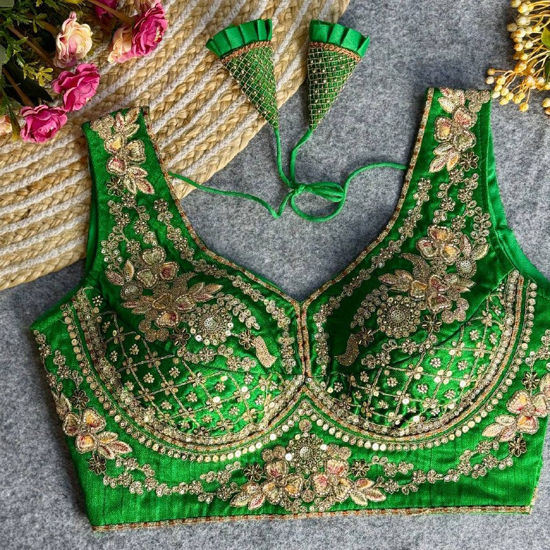 beautiful heavy stars & beads work  sabyasachi neack bridal blouse