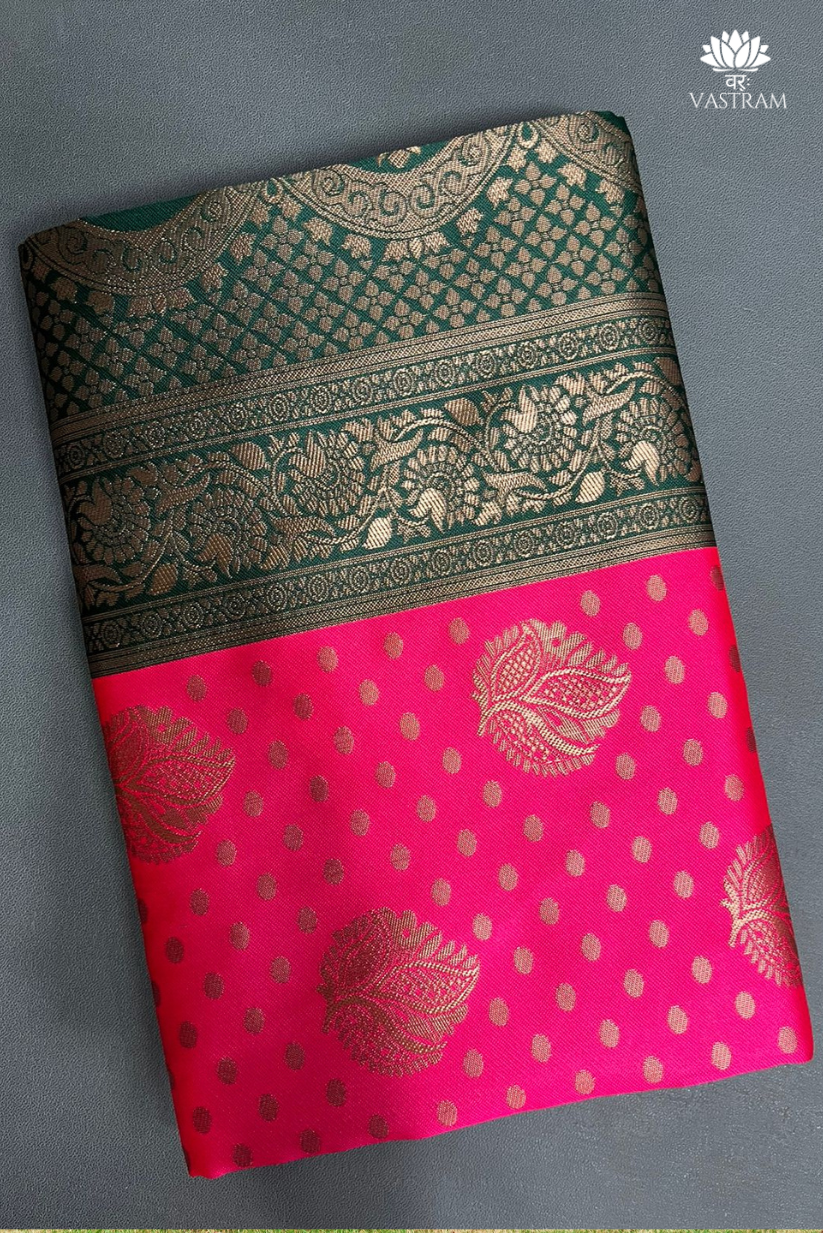 luxury silk sarees pink & green masterpiece