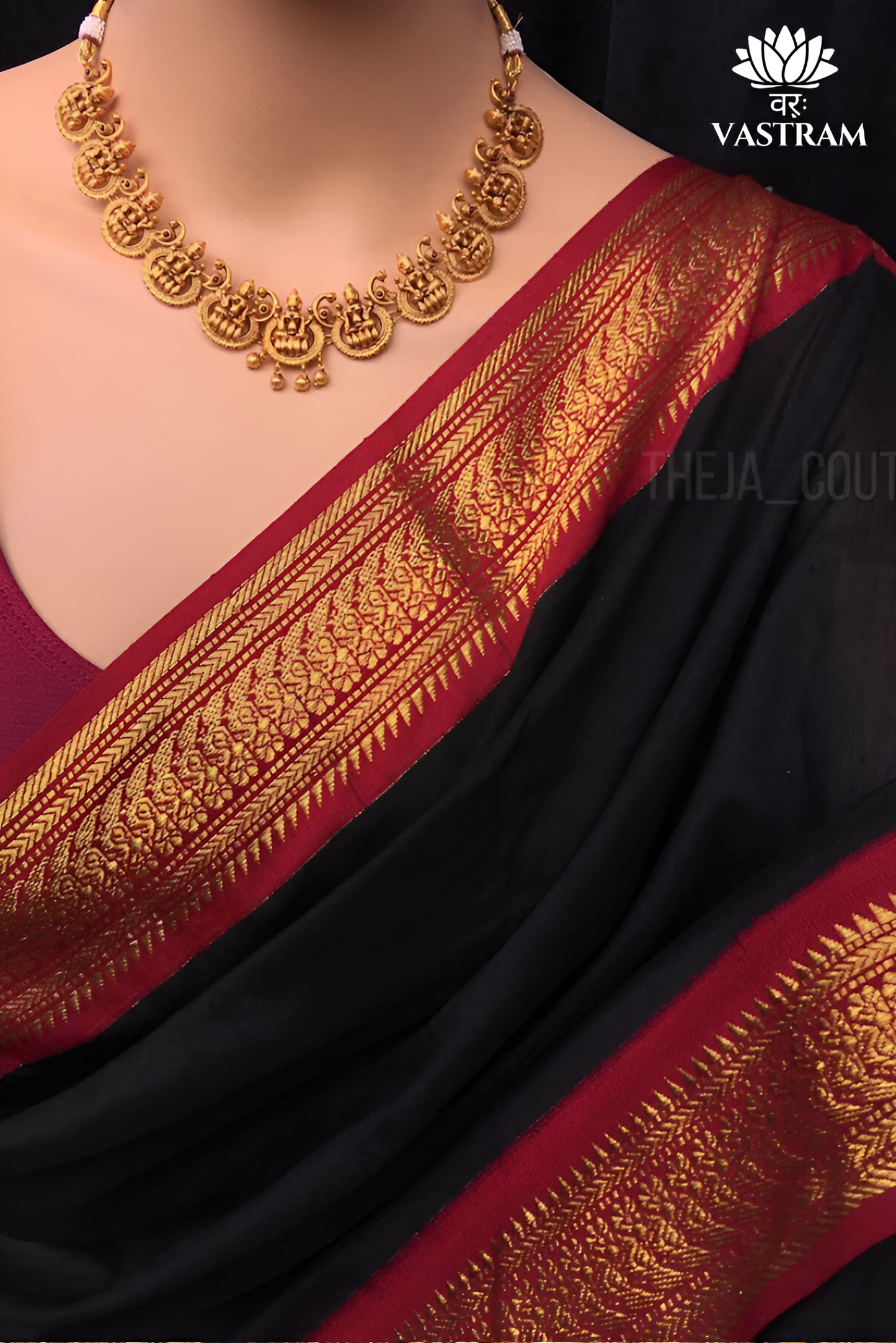 black & red soft silk saree - south indian handloom, wedding, festival sari with golden jari patta border, ethnic gift for women usa