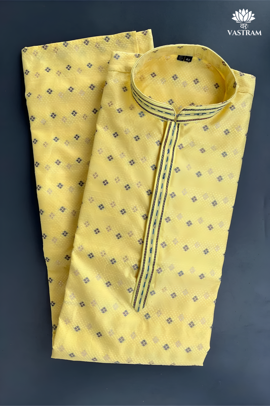 Premium Yellow Cotton Mens Kurta Pajama Set | Indian, Pakistani Wedding Party wear Mens Kurta Fast delivery to USA, Australia