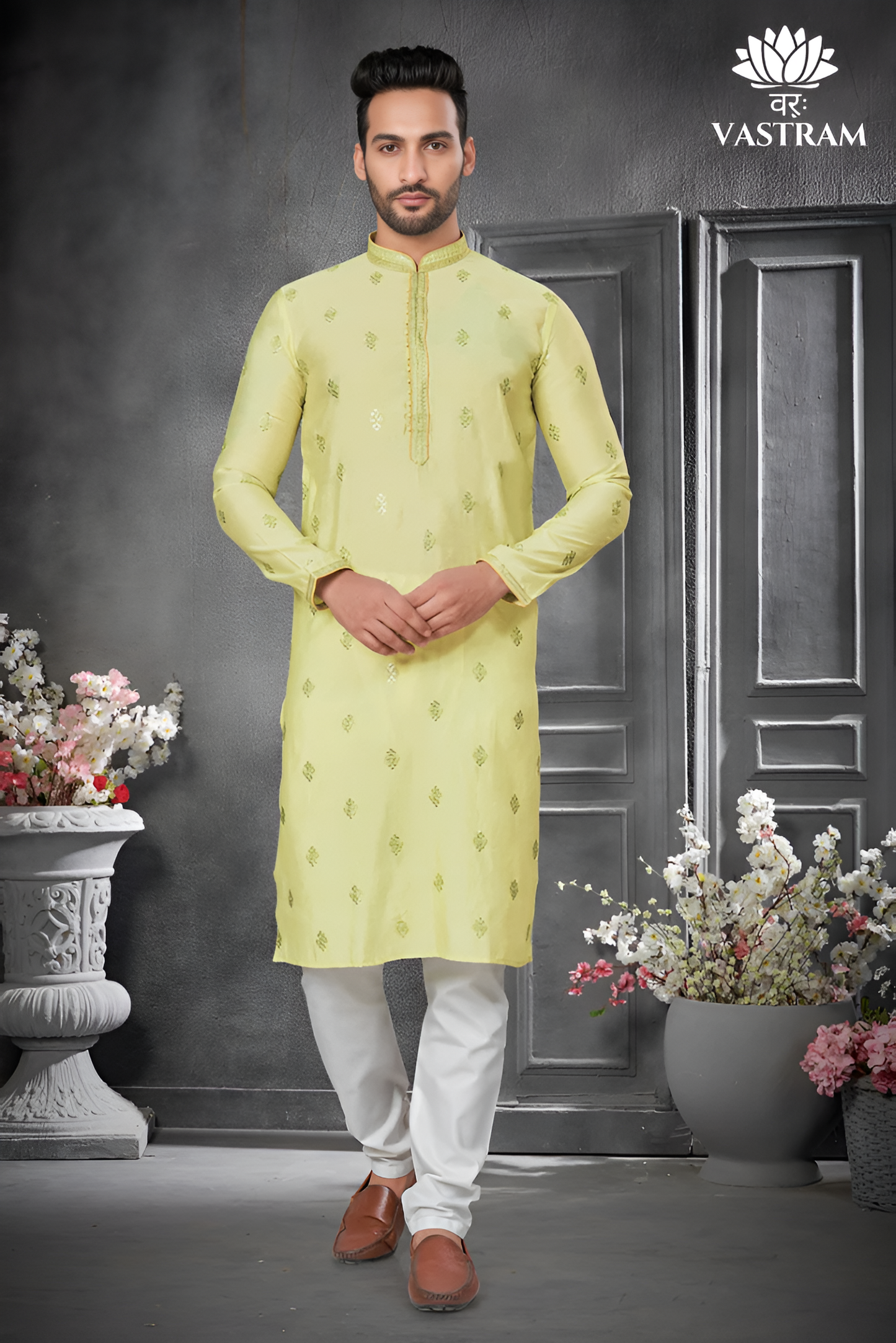 premium lime green silk men kurta pajama in floral design | indian, pakistani wedding,party wear mens tradition kurta