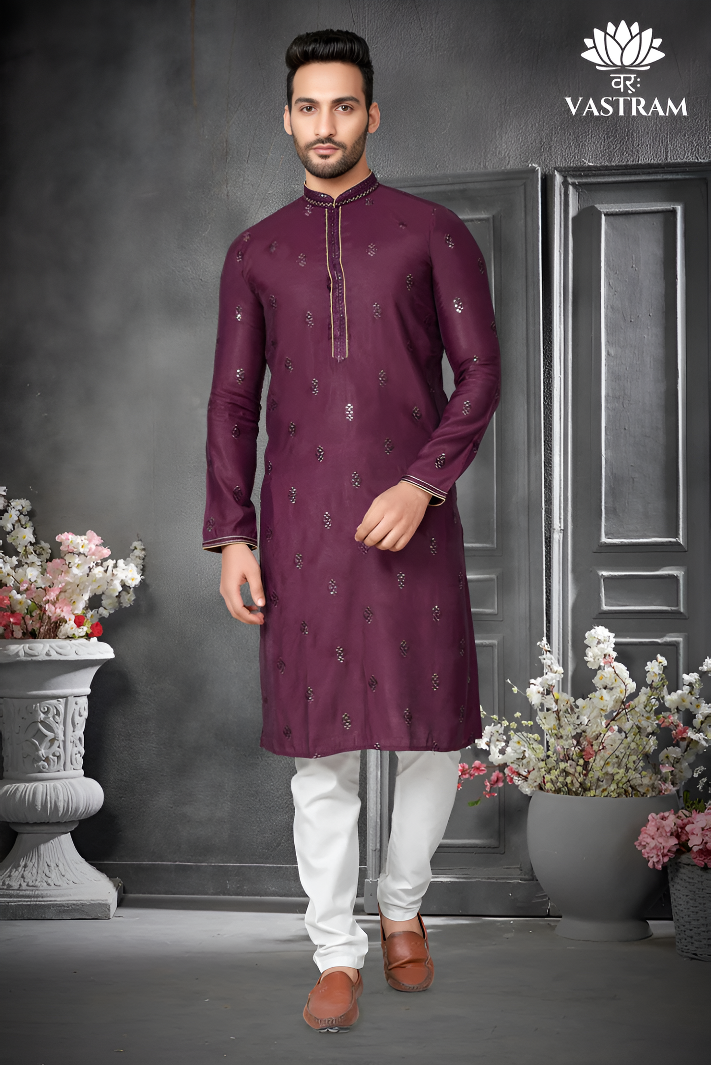 premium wine silk men kurta pajama in floral design | indian, pakistani wedding,party wear mens tradition kurta |fast delivery kurta to usa