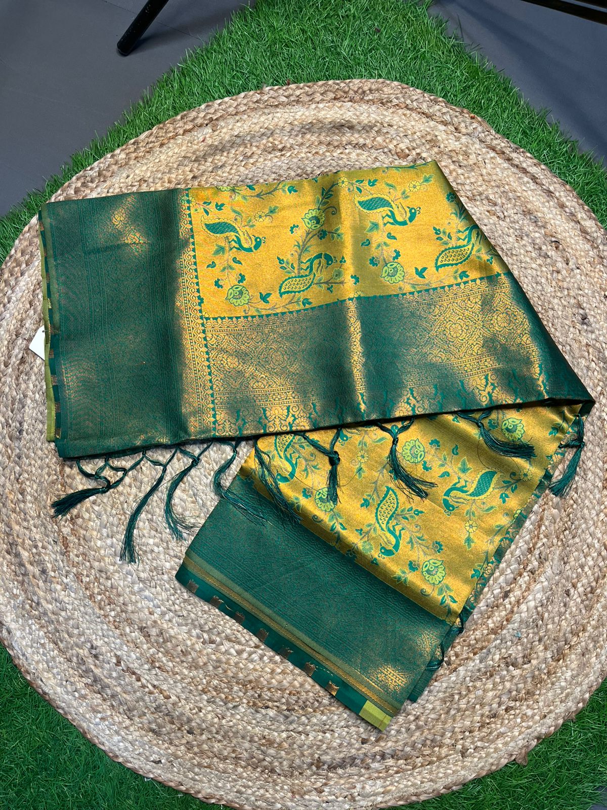 methi yellow peacock style sarees where tradition meets vibrancy  indian wedding saree, south indian style, handloom silk, gifts for her, traditional event saree