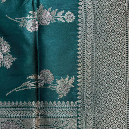 Green Banarasi Handloom Art Silk Saree With Heavy Pallu Party Sarees | Indian Traditional Sarees