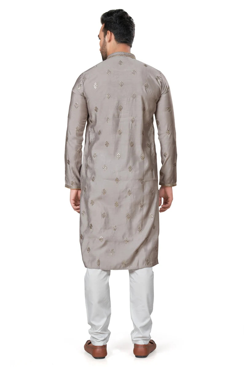 premium gray silk men kurta pajama in floral design | indian, pakistani wedding,party wear mens tradition kurta