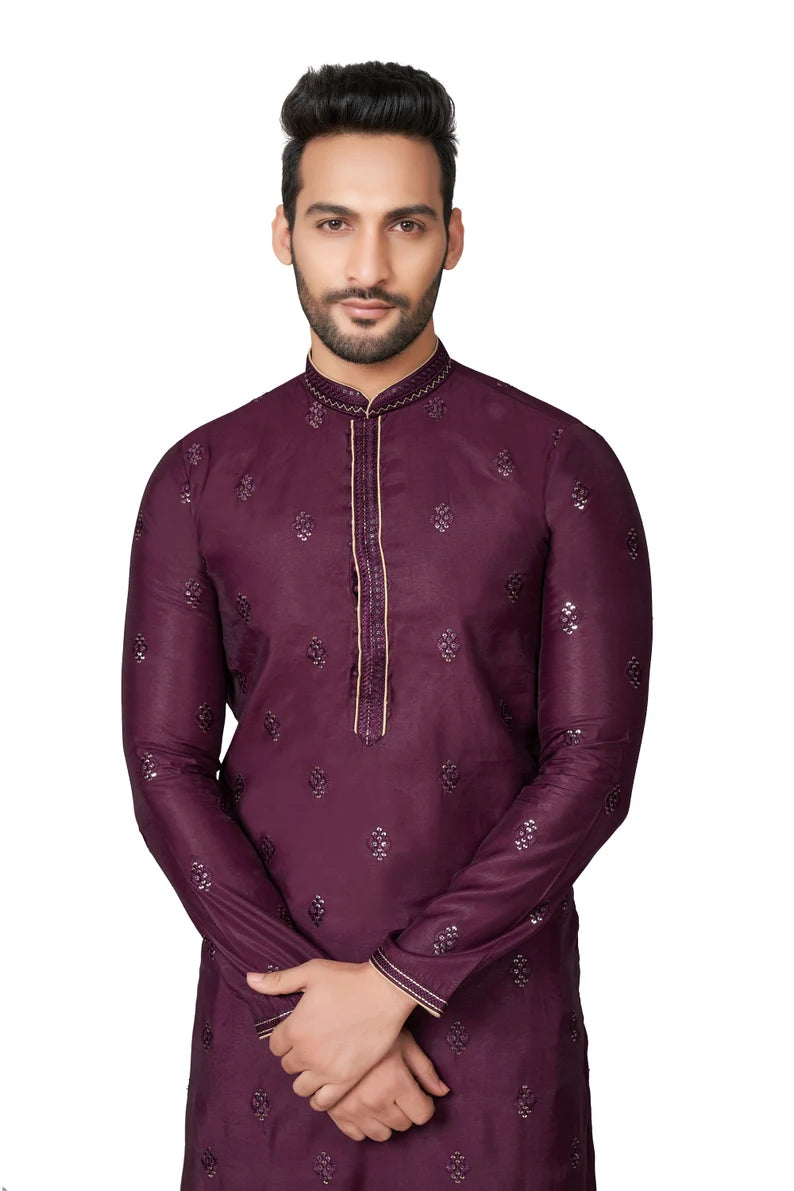 premium wine silk men kurta pajama in floral design | indian, pakistani wedding,party wear mens tradition kurta |fast delivery kurta to usa