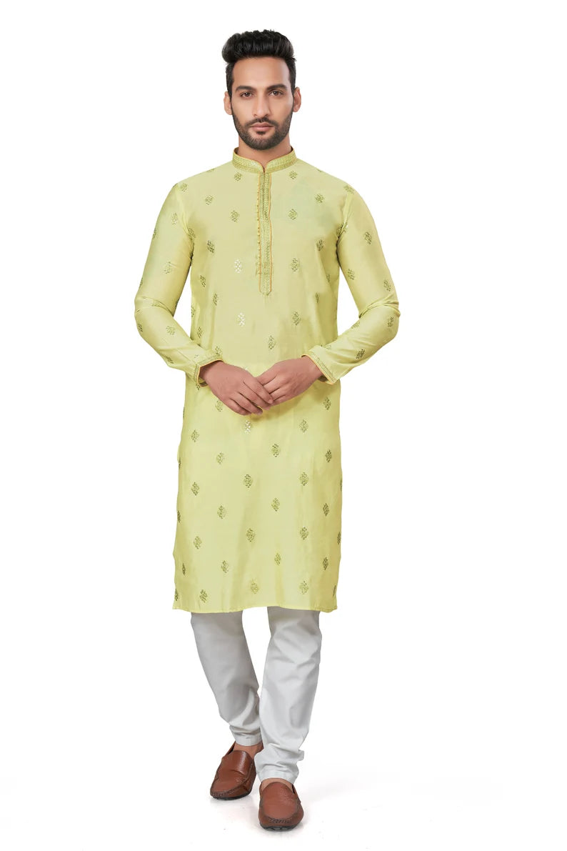 premium lime green silk men kurta pajama in floral design | indian, pakistani wedding,party wear mens tradition kurta