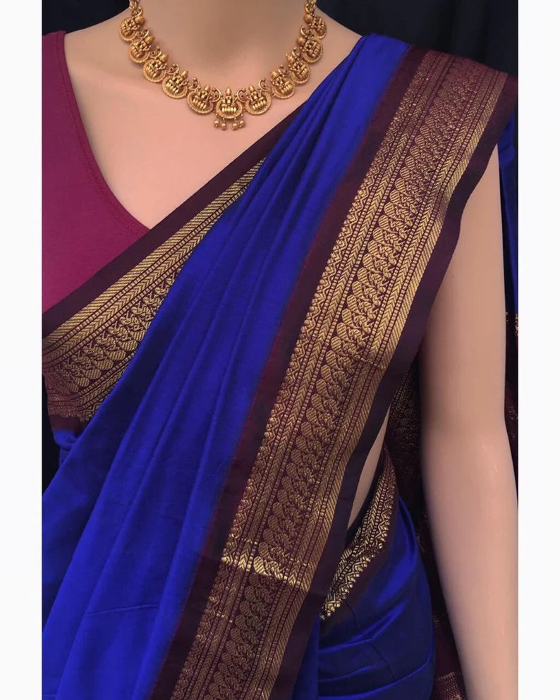 blue and maroon banarasi saree, saree with stitched blouse, indian wedding saree, south indian style, gifts for her, sarees usa