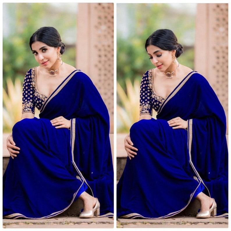 Sky-Blue Bridal Woven Banarasi Silk Saree With Blouse