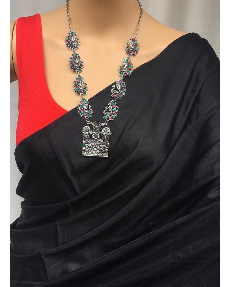 Heavily Sequinned Latest Partywear Black Saree - Ethnic Race